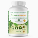 Magnesium Glycinate 400 - Kelatoitu, korkea imeytyvä magnesium lihakseen, luu- ja sydäntuki -Vegaani, ei-GMO, gluteeniton 240 tablettia (Servings 120, tarjoilukoko (2) 200 mg tablettia)