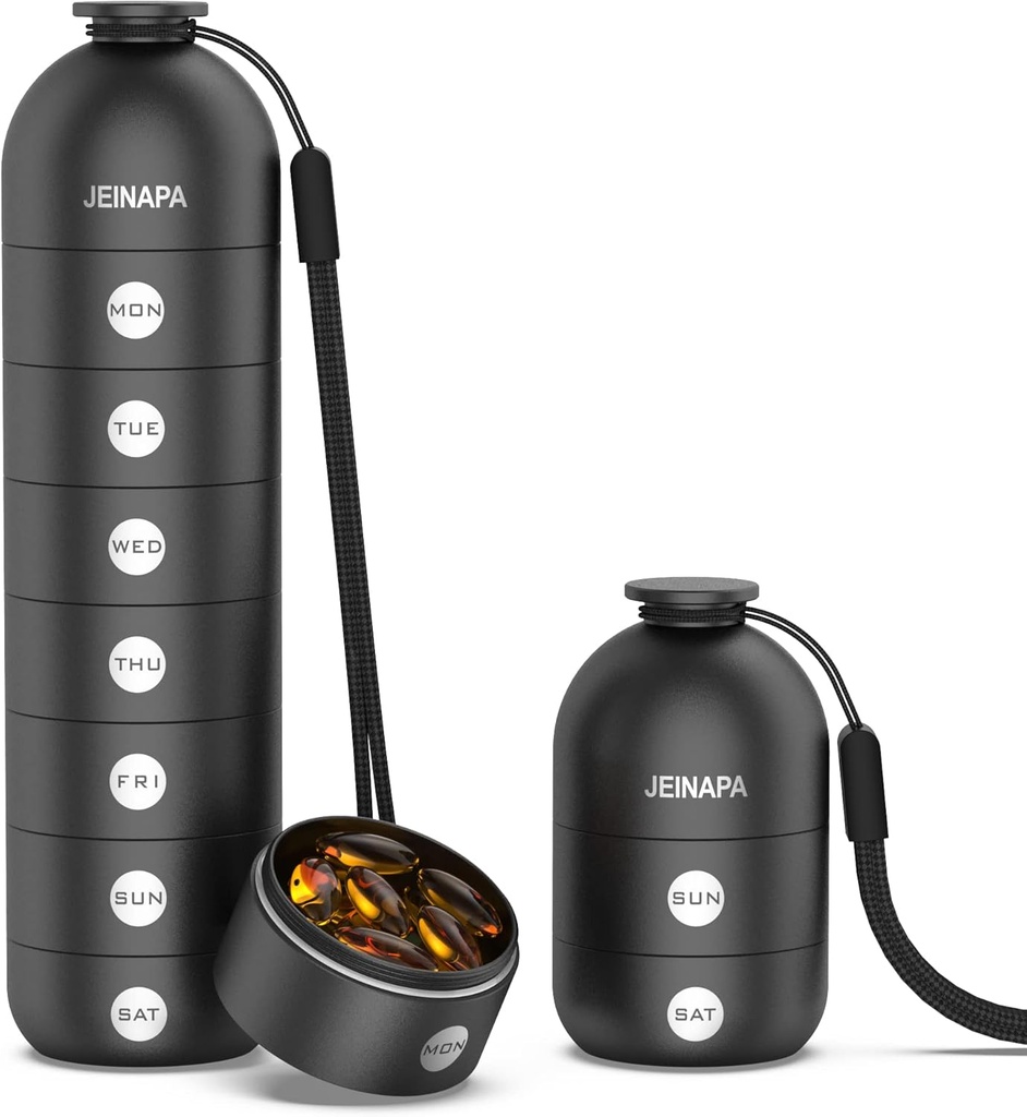 Pilleri Organizer 7 Päivä, alumiini Päivittäinen pilleri laatikko, Viikoittain matka pilleri tapauksessa, Söpö pilleri haltija pitää vitamiinit, lääkkeet, pillerit, lisäravinteet