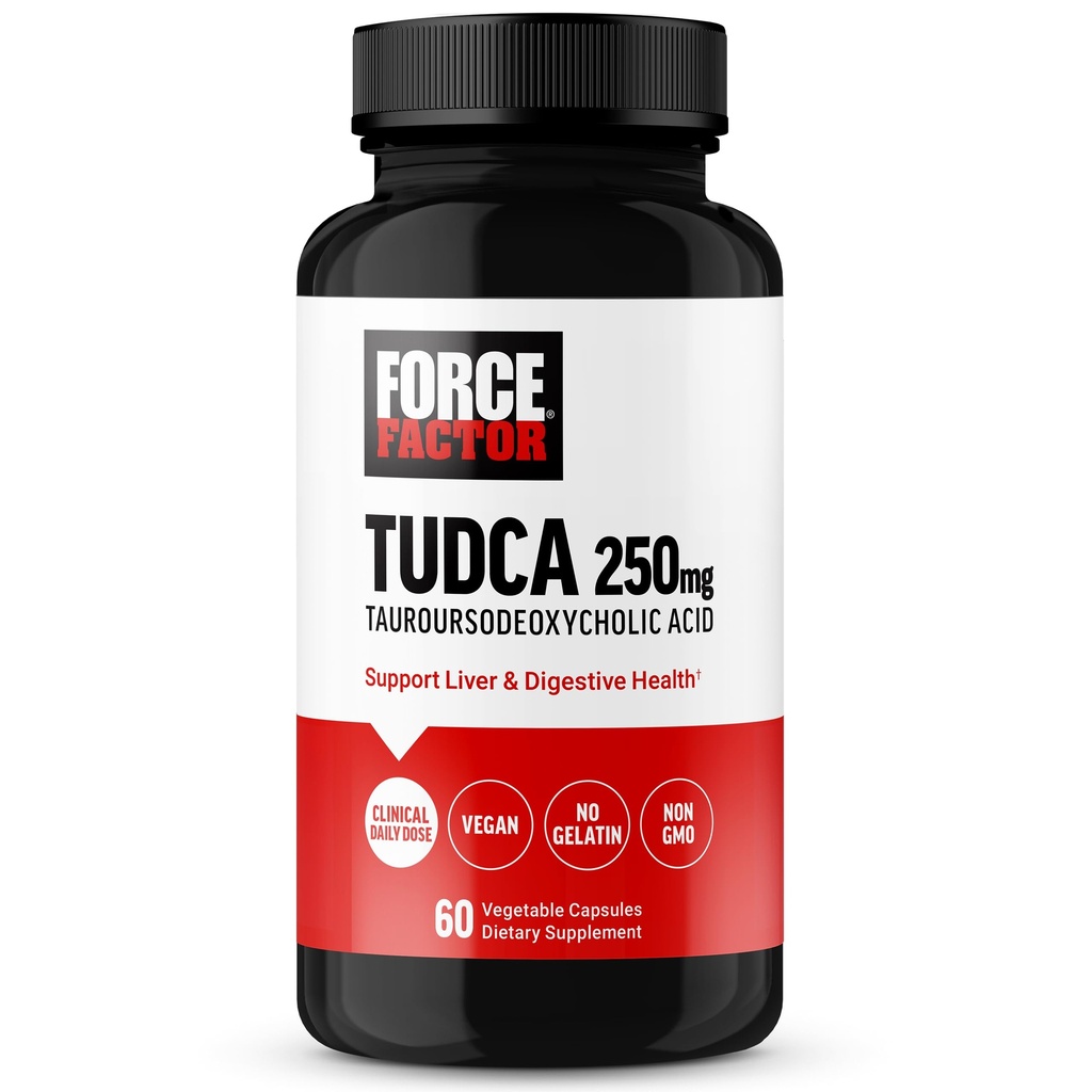 Force Factor TUDCA Liver Support Supplement, Powerful Bile Salt för Gallbladder Health och Liver Health, Tauroursodeoxycholic Acid, Clinical Dose, Vegan Friendly, Non-GMO, 60 Vegetable Capsules