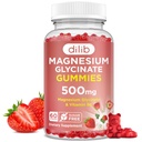 Magnesium Glycinate Gummies 500 mg - Magnesium täydentää B6-vitamiini aikuisille & Magnesium lapsille - rauhoittaa magnesium uni, mieliala, lihasten tuki - mansikka maku, 60 Gummy