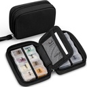 Zannaki Söpö pilleri Organizer laukku kaksi irrotettava 7 päivän pilleri laatikko, Travel PU Nahka pilleri tapauksessa, Kannettava Viikoittain pilleri säilytyspussi Vitamiinit, kala öljyt, lisäravinteet (musta)