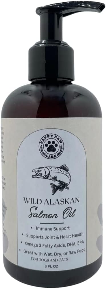 Puhdasta Wild Alaskan Salmon Oil for Dogs & Cats - Omega 3 Skin & Coat Supplement, Natural EPA + DHA Fatty Acids for Joint Function, Brain, Immuuni & Heart Health (8 FL OZ)