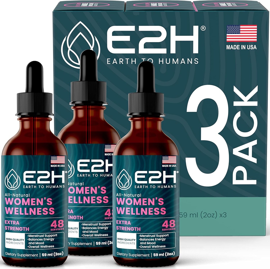 E2H Kaikki luonnollinen naisten hyvinvointi, Hormonitasapaino ja PMS Relief musta Cohosh, Dong Quai ja Licorice juuri kuuma Flash Relief (3 pullot)