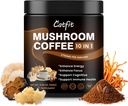 Catfit Mushroom Coffee Powder, 10 Sienen Blend lisäravinteet leijonan Mane, Chaga, Cordyceps, L-Theanine energia, keskittyä, kognitiivinen ja immuniteetti, 50 tarjoilu