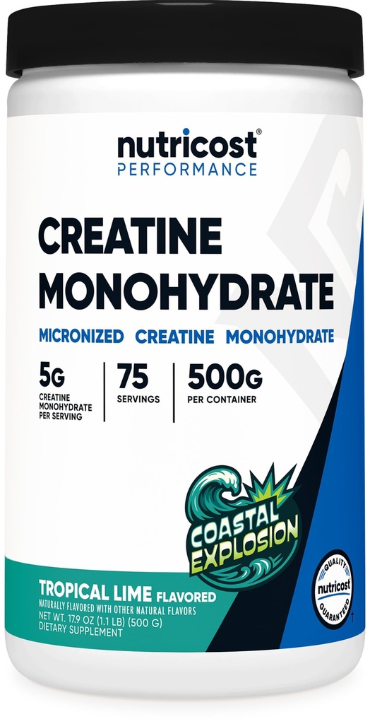 Nutricost Creatine Monohydratpulver (Coastal Explosion, 500 Gram) - Micronized Creatine Supplement - Vegan, GMO-Free, Gluten Free
