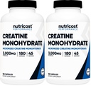 Nutricost Creatine Monohydraatti 3 000 mg, 180 kapselia (750 mg per kapseli) - Gluteeniton, ei-GMO (pakkaus 2)