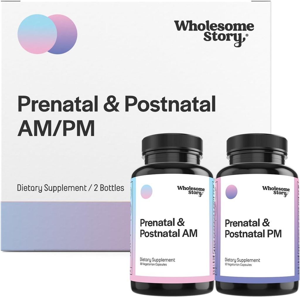Premium Biosablet Prenatal & postnatal vitamiineja naisille, joilla on DHA, Folaatti & Silitysrauta 100% välttämättömiä vitamiineja raskauden ja imetyksen naiset 2 pullot Optimoidut AM & PM annokset 30 päivän tarjonta