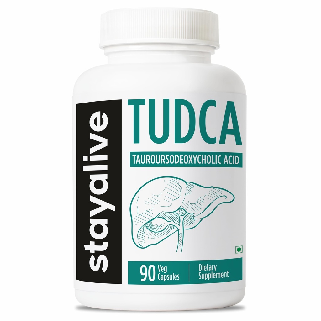 STAY ALIVE TUDCA Capsules 500mg, Tauroursodeoxycholic Acid Bile Salts, 90 Count, Non-GMO & Gluten Free TUDCA Supplement för män och kvinnor