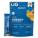 10X Health - Energy Wave Crusher - Energidryck med 200mg koffein, BCAA, B-vitaminer, accelererad absorption - Tropical Punch Pre-Workout Drink - 15 Drink Mix Packets (Wave Crusher - Energi)