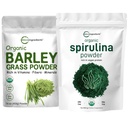 Micro Ingredients Organic Spirulina Powder 1lb & Organic Barley Grass Powder 16oz Bundle 2 Pack 