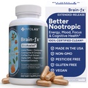 Brain-fxTM B-vitaminer och örter för minne och fokus, Nootropic Supplement, Methylated B Complex Choline Bacopa Lions Mane Cordyceps Mushroom Coffee Fruit Extract Alpha GPC L Theanine Huperzine A - 60ct