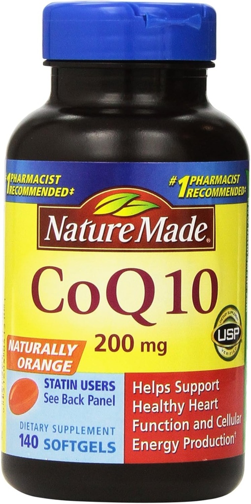 Nature Made CoQ10 Coenzyme Q10 200 mg - 2 flaskor, 140 Softgels Varje