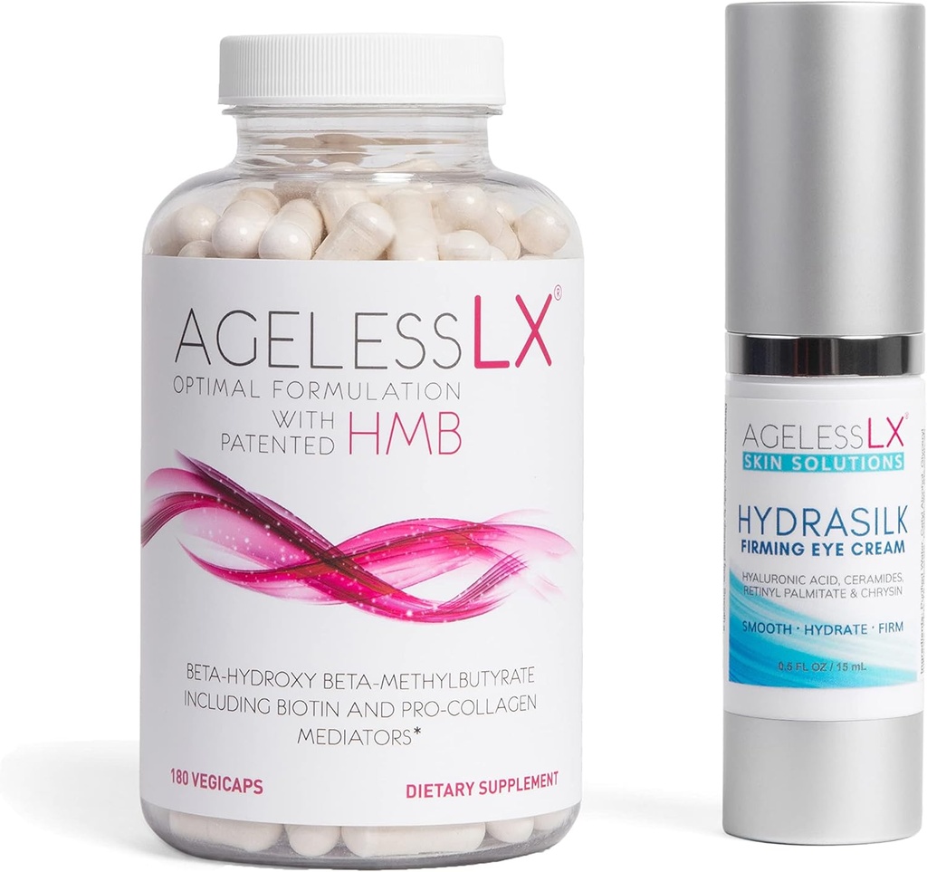 IkätönLX-lisäkapseli naisille, joilla on HMB Hydrasilk Eye Cream Bundle