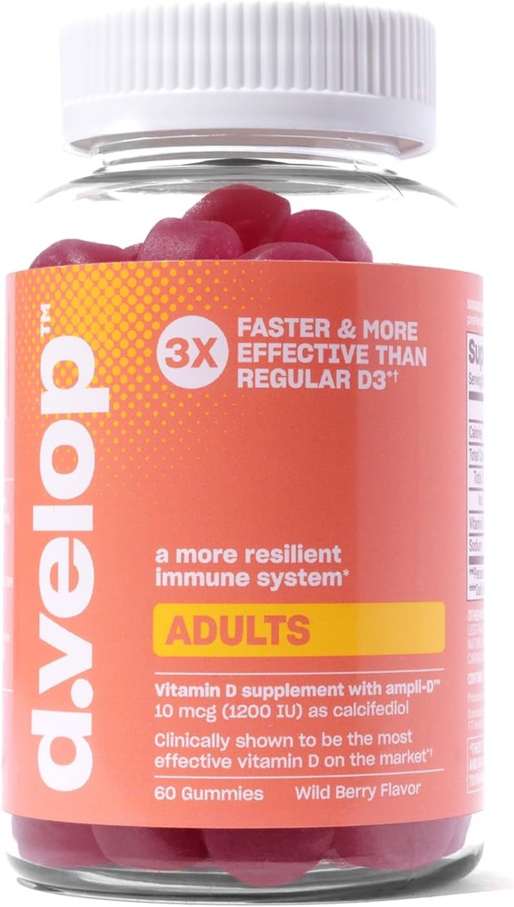 d.velopp D-vitamiini Gummies aikuisille - 1200 IU, 10 mikrog ... Korkea Potenssi D3-vitamiini Gummies -Immuunituki, Bone & Heart Health ...