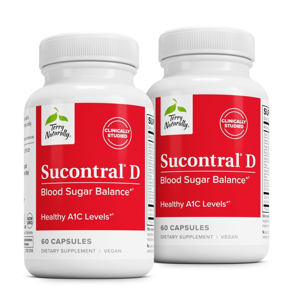 Terry Luonnollisesti Sucontral D - B-komplex & Folaatti täydennysosa - Hiilihydraatti Metabolia Tuki - Vitamiini & Mineraali täydentää sinkki & Kromi - 60 kapselia (pakkaus 2)
