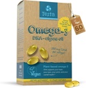 Testa Omega 3 Supplement - 250mg DHA från Algae Oil - Vegan Omega 3 - Stöder hjärna, ögon och gemensam hälsa - Inte från fisk, rena alger kapslar - två månaders leverans