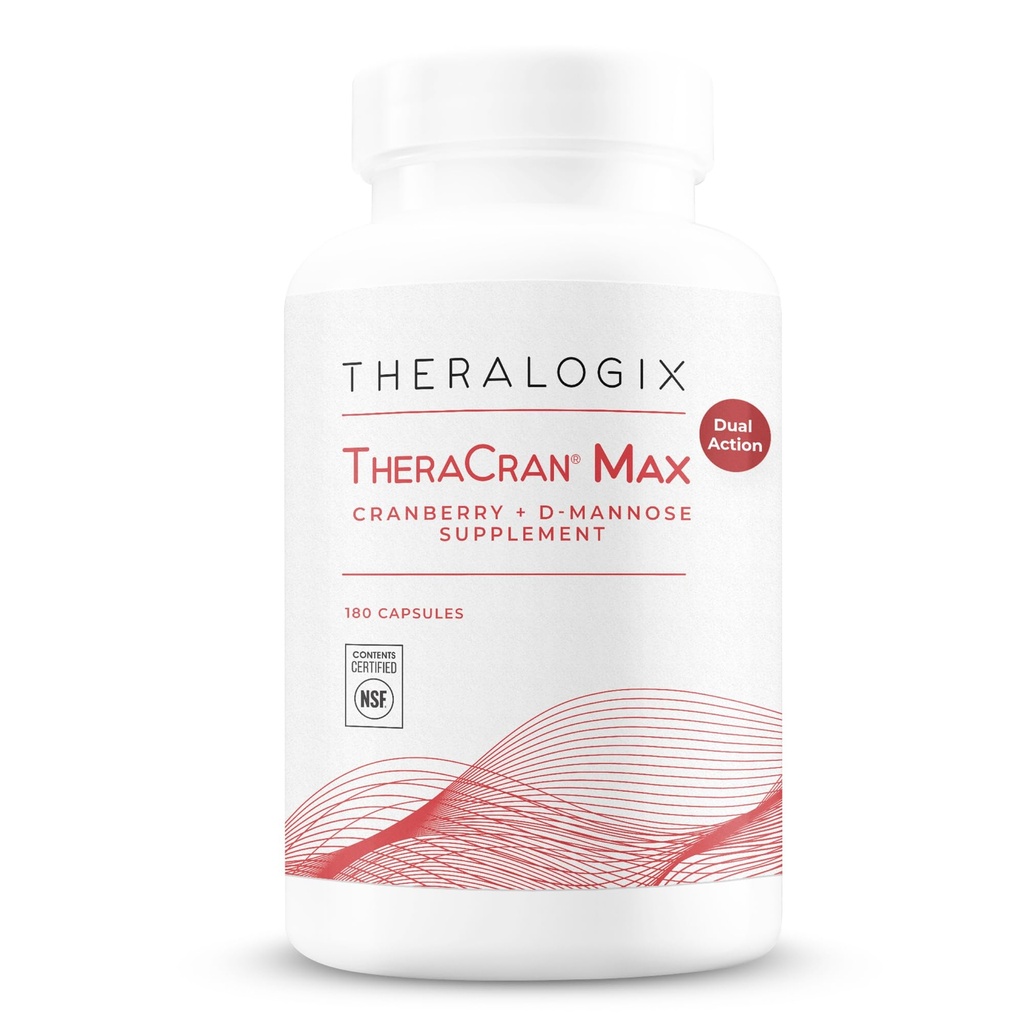Theralogix TheraCran Max - karpalo + D-Mannose Supplement for Men & Women - Virtsatie Terveystuki - 90 päivän tarjonta - NSF Certified - 180 kapselia