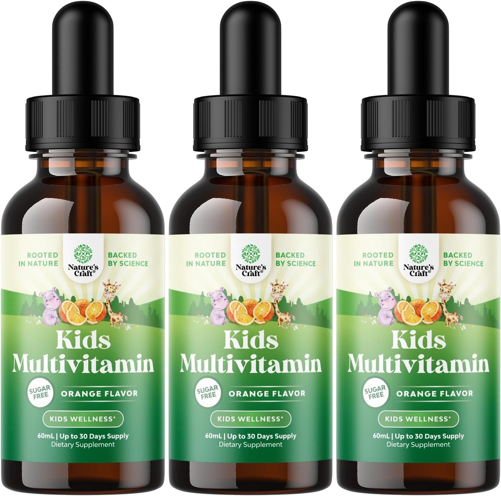 Natures Craft nestemäinen monivitamiini lapsille koskemattomuus tuki - Nami toddler monivitamiini täydentää C D3 E B6 ja D3 neste vitamiineja lapsille kaikenikäisille - korkea imeytyminen (3 pakkaus)