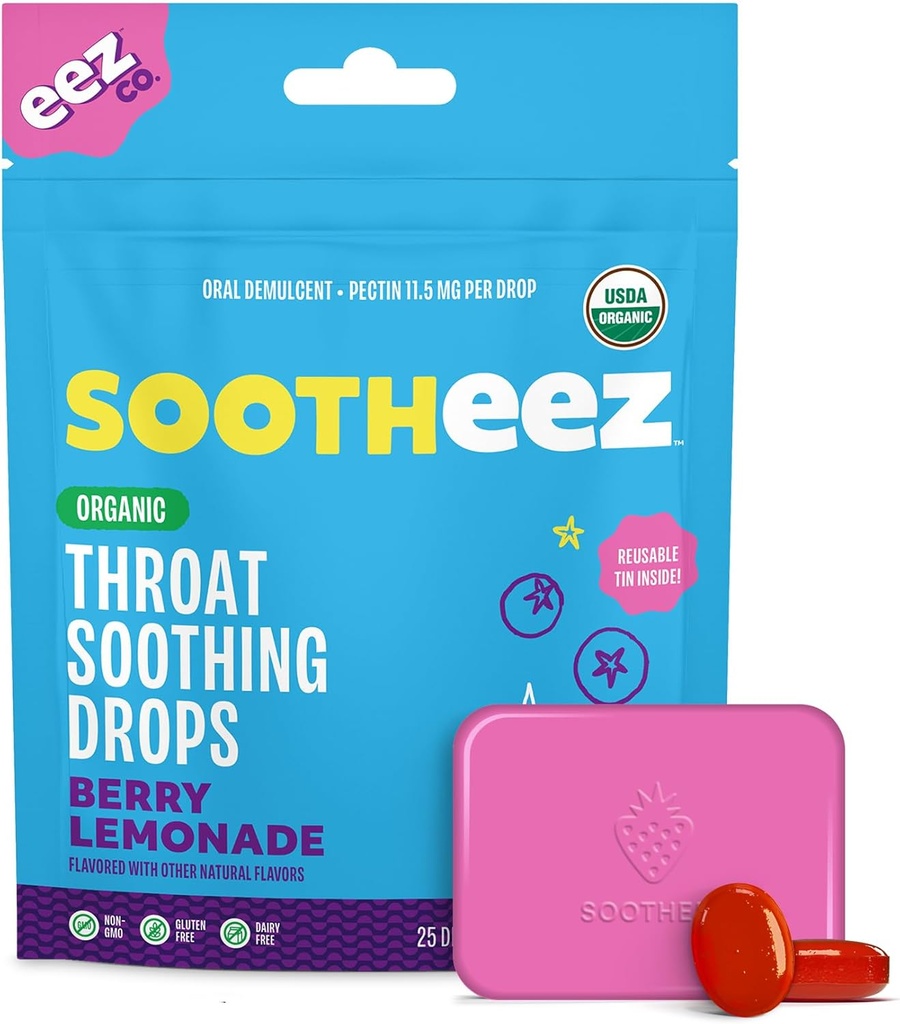 Sootheez Organic Kurkku rauhoittaa Drops aikuisille, Berry Lemonade, 25 kreivi, Täytettävä, Suuri Maistelu Drops että rauhoittaa Sure Throes