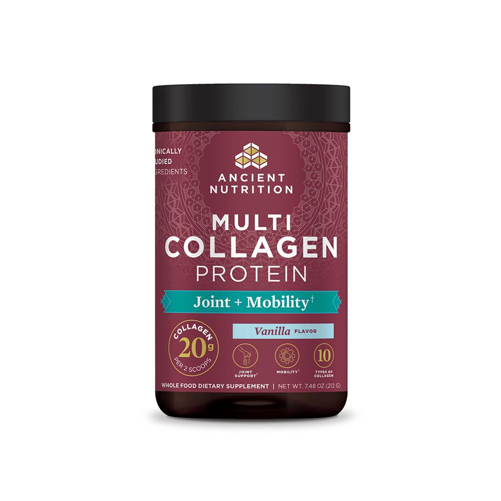 Ancient Nutrition Collagen Powder Protein, Multi Collagen Protein Powder Joint + liikkuvuus, 20 Serving, Joint Supplement Hydrolyzed Collagen Peptides for Post Treenout, 7.48oz