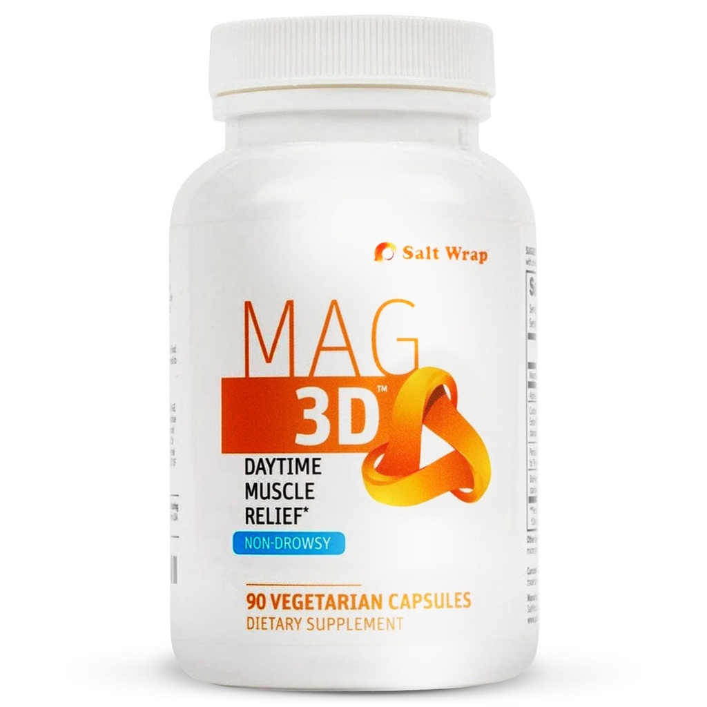 SaltWrap Mag 3D - Daytime (Non-Drowsy) Leg Cramp & Muscle Relief Support - Naturligt tillskott för muskel- och nervhälsa med gurkmeja, Alpha Lipoic Acid & Magnesium
