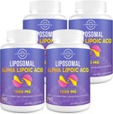 Liposomal Alpha Lipoic Acid 1500mg - med Acetyl-L-Carnitine 900mg & Ubiquinol 100mg & Vitamin E 15mg, ALA Supplement för antioxidanter Glucose Metabolism Nerve Energy,60 Softgels (4 flaska)