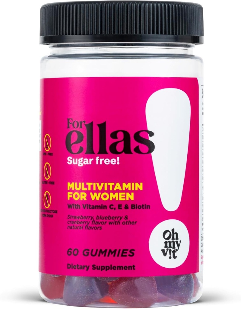 OH MINUN VIT! varten Ellas Womens Multivitamiini gummy kanssa vitamiineja C, E, ja Biotiini, sokeriton marja maku, 60 kreivi