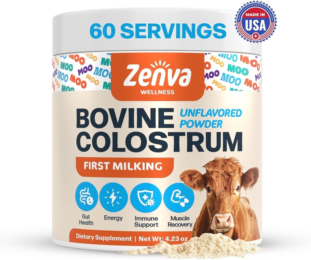 Colostrum Supplement Bovine Colostrum för människor 100% Pure Grass Fed, Supergut Health & Immune Support, 50% IgG, Unflavored, Calostro Bovino para Adultos Organico 60 Servings Powder