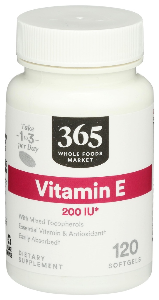 365 Whole Foods Market, E-vitamiini 200 IU, 120 CT
