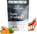 Sprout Living, Epic Protein, Plant Based Protein & Superfoods Powder, Real Sport | 24 Grams Organic Protein Powder, Recovery, Vegan, Non Dairy, Non-GMO, Gluten Free, Low Sugar (1 pund, 12 portioner)