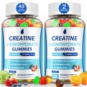 Creatiini Gummies miesten ja naisten - Creatiini Monohydraatti Gummies 5g, Lihas Builder, Energy Boost & Pre-Workout täydennysosa, alhainen sokeri Tauriini purukumi 2 pakkaus