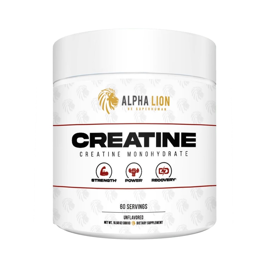 AAKKOSELLINEN LION Kreatiini Monohydraatti Powder, 5000mg per tarjoilu (5g), tukee lihasvoimaa, voimaa, urheilullinen suorituskyky, Pure Creatina Monohydrata en Polvo täydennysosa (60 tarjoiluja, makuamaton)