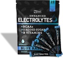 Enhanced Electrolyte Powder Stick Packs (Blue Raspberry 20 Packets) w/ 0 Sokeri + BCAAs + B- Vitamins Elektrolyytti Supplement w Kalium Sinkki & Magnesium for Hydration - Keto Electrolytes