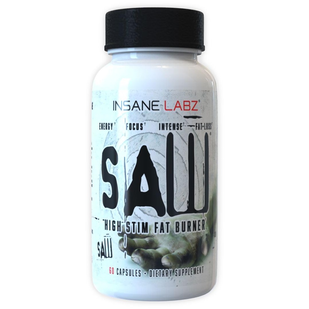 Insane Labz Saw®, High Potency Fat Burner, Thermogenic Weight Loss Supplement och Appetite Suppressant med L-Tyrosine, Yerba Mate, GABA och Alpha Yohimbine, 60 Srvgs