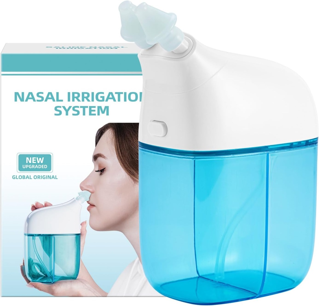 Nasal Irrigation System, Nasal Rinse Machine, Sinus Rinse Machine, Sinus Cleaner Machine med Water Tank & Waste Collection Tank - Nose Cleaner för Sinus, Sinus Adult, Allergy Relief - Blue