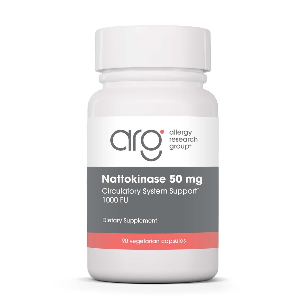 Allergy Research Group Nattokinase 50mg Supplement - Purified and Encapsulated Nattokinase, härrör från Natto, Vegetarian Capsules - 90 Count