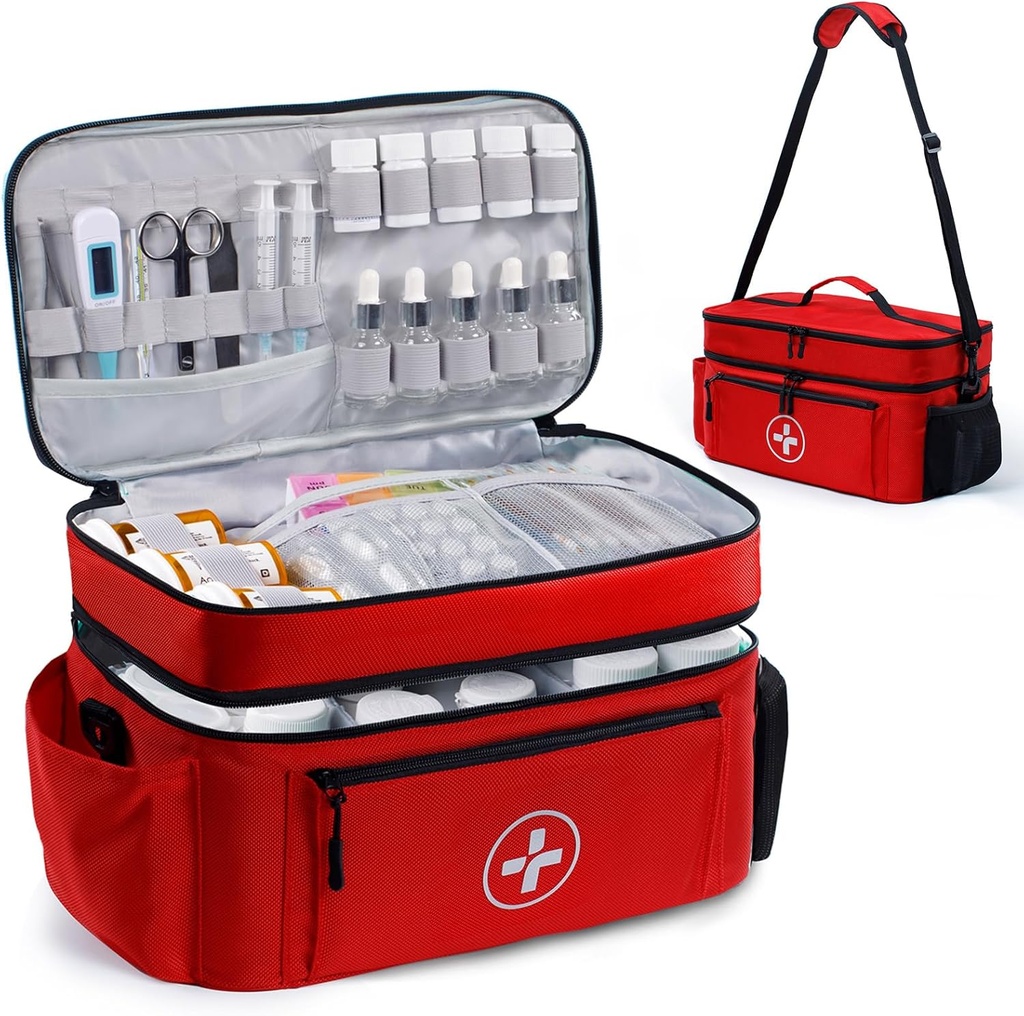 BAGSFY Travel Medicine Bag Organizer, Medical Bag Tyhjä, Pill Bottle Organizer kotiin, Suuri lääkevarasto, Matkustaa Case Ensiapulaukut Tyhjä, Hätäpakkaus.