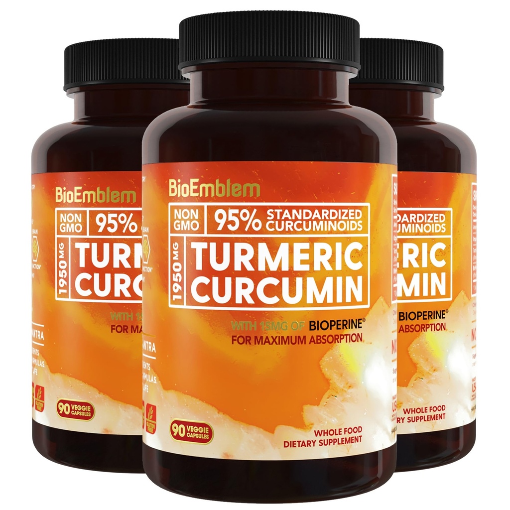 BioEmblem Turmeric Curcumin täydennysosa BioPerine ...