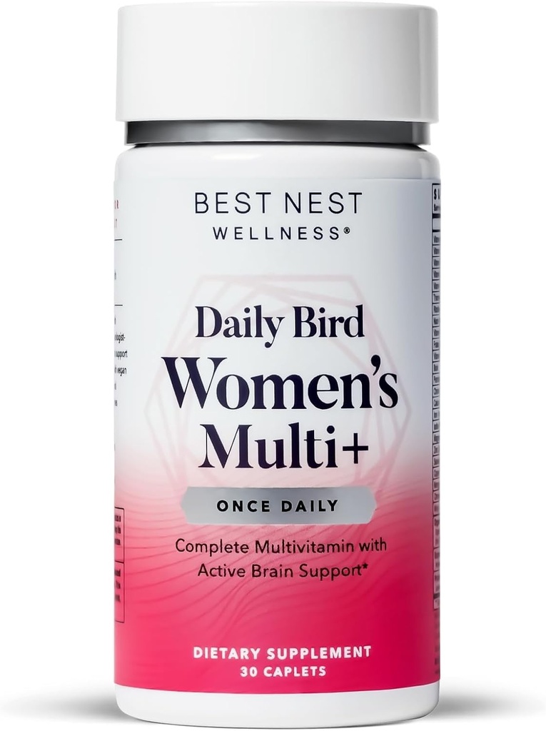 Best Nest Wellness Naisten Multi Plus - Brain & Body Health Support Supplement - Hellävarainen rauta täydentää energiatukea - Metalysoidut vitamiinit - 30 kapselia