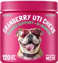 Cranberry UTI Chews for Dogs Bladder Support + D-Mannose stöder njur urinvägar och Bladder Health Natural Cranberry Wellness Supplement Immune System Booster Natural Pet Antioxidant 120 Chews