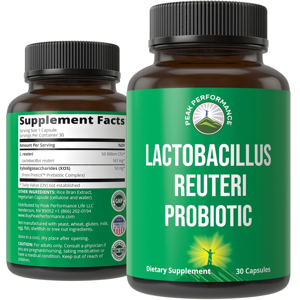 Lactobacillus Reuteri 50 miljardia PMY Probiootit kliinisesti tutkittu PreticX® XOS Prebiootti - Probiootti Kapselit täydentää Gut Health and Digestive Support - USA Tested for Molemmat naiset & miehet