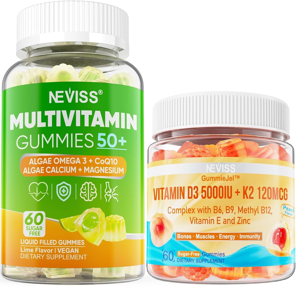 NEVISS Bundle - Naiset & miehet 50+ monivitamiini 1 pakkaus + D3 5000IU K2 120mcg