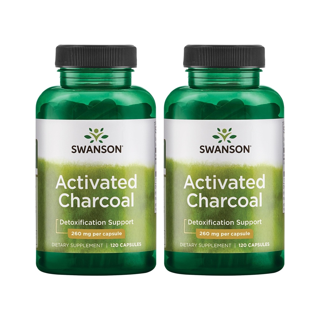 Swanson aktiverat kol - naturligt tillskott som stöder hälsosam absorption - hjälper w / uppblåsthet och upprätthålla tarmregularitet - (120 kapslar, 520 mg per portion) 2 Pack