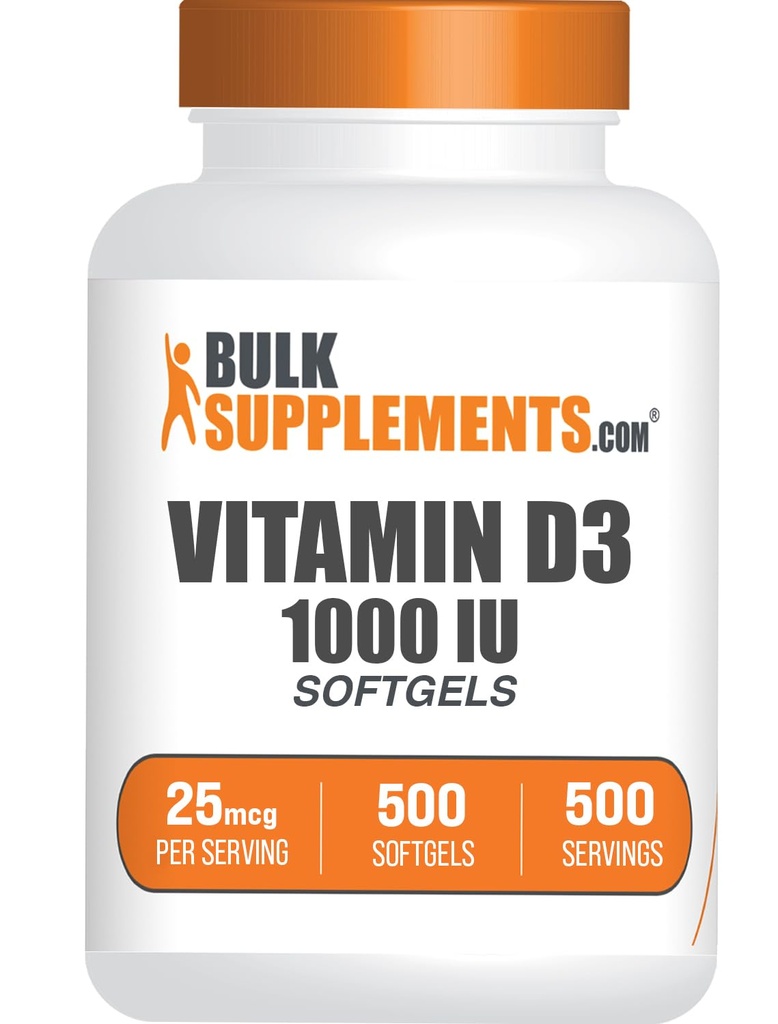BulkSupplements.com Vitamin D3 1000IU Softgels - Cholecalciferol, D3 Supplement, Vitamin D 1000 IE - 1 Vitamin D3 Softgel (25mcg av vitamin D) per Servering, 500 greve 1)