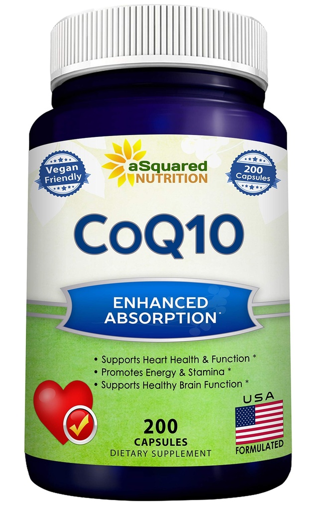 aSquared Nutrition CoQ10 (400 mg Max Strength, 200 kapselia) - suuri Imeytyminen Vegan Coenzyme Q10 Powder - Ubikinoni täydentää pillereitä, extra antioksidantti CO Q-10 Enzyme Vitamiinitabletit, Coq 10 400 mg