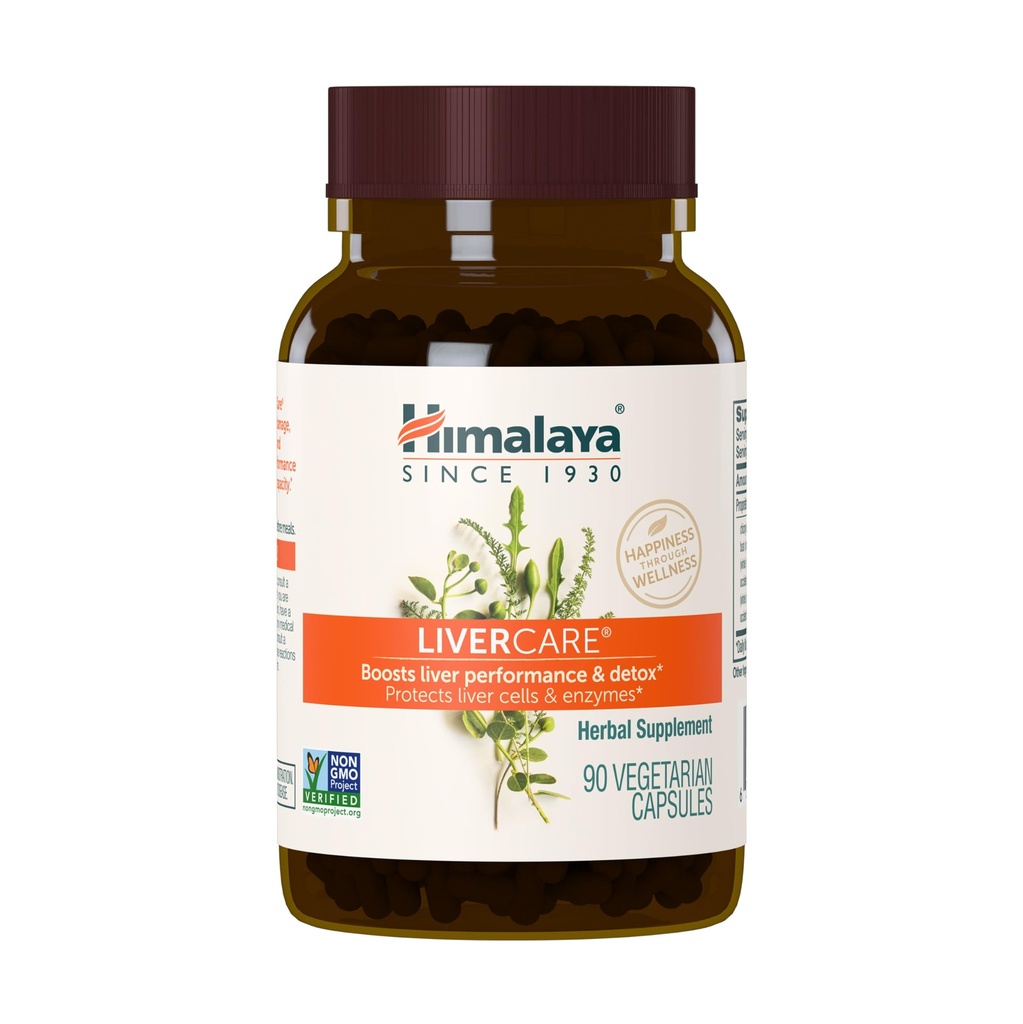 Himalaya LiverCare för Total Liver Support, Cleanse och Detox, skyddar celler och enzymer, 375 mg, 180 kapslar, 90 dagars leverans