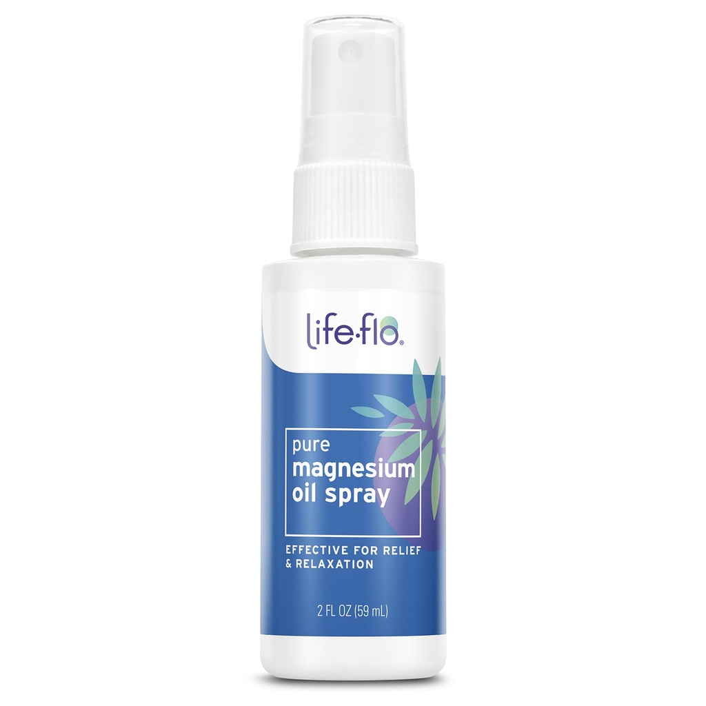 Life-flo Pure Magnesium Oil Spray w/Concentrated Magnesiumkloridi Zechstein Seabed, Calming Relief and Rentoutuminen, rauhoittaa lihakset ja nivelet, 60 päivän takuu, ei testattu eläimillä, 2oz