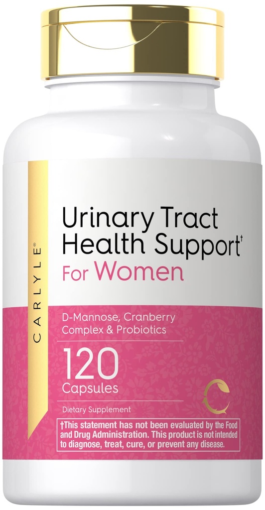 Carlyle Urinary Tract Health för kvinnor | 120 kapslar | Relief för kvinnor | med D-Mannose, Cranberry Complex & Probiotics | Non-GMO, Gluten Free