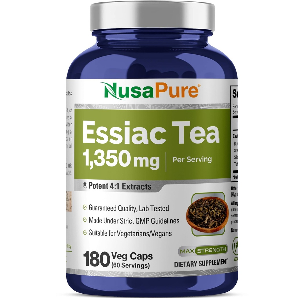 NusaPure Essiac Tea 1350 mg 180 Kasvis Caps (kasvissyöjä, ei-GMO)