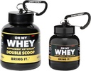 ONMYWHEY Protein Powder Container att gå - Travel Water Bottle Funnel för blandningar, bärbara Pre Workout Supplement Containers & Dispenser Funnels, Mini Preworkout Supplements Holder Keychain Bottles